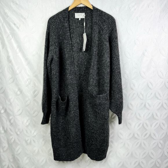 MUNTHE Riga Knit Long Loose Wool Ribbed Long Cardigan Size 10 NWT - Picture 5 of 11